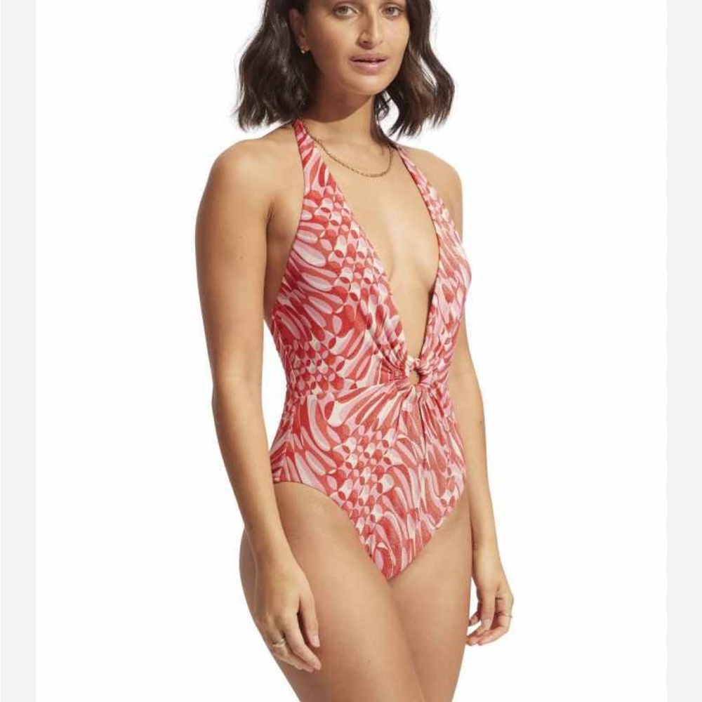 SeaFolly Plunge One Piece Swimsuit Size 6 - Picture 7 of 9